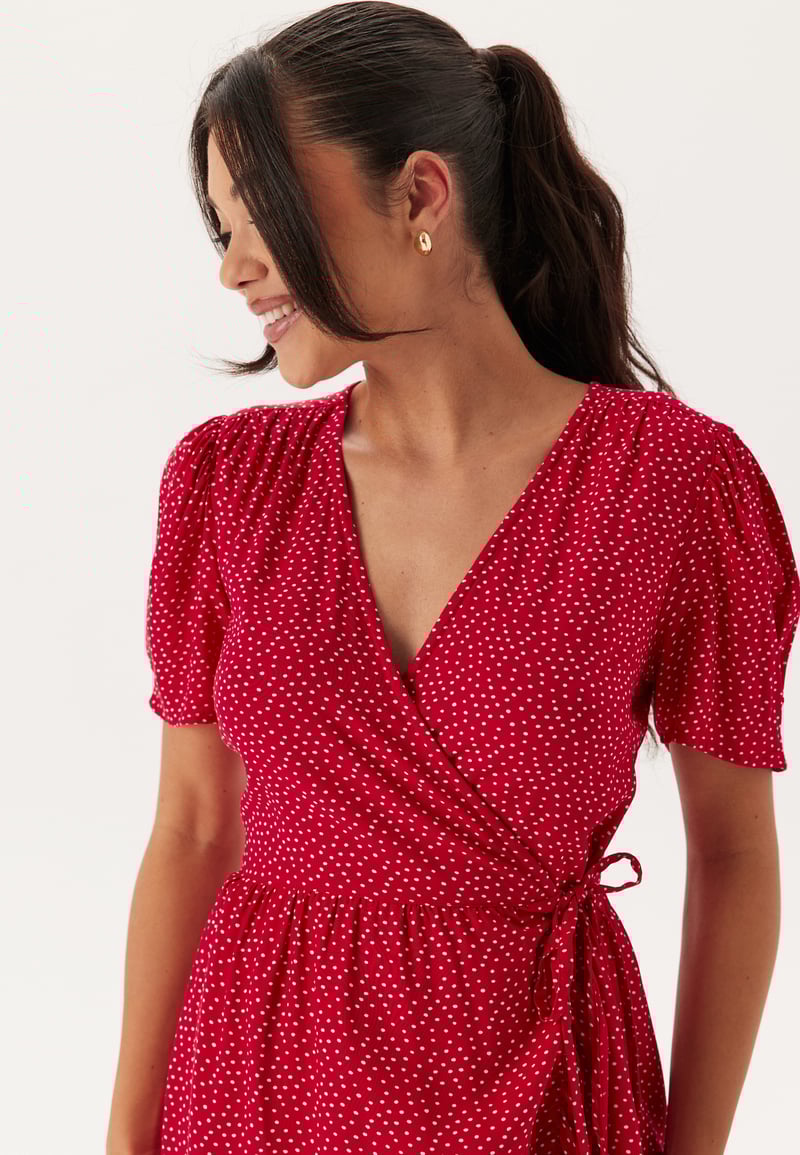 Happy Holly Evie Puff Sleeve Midi Wrap Dress