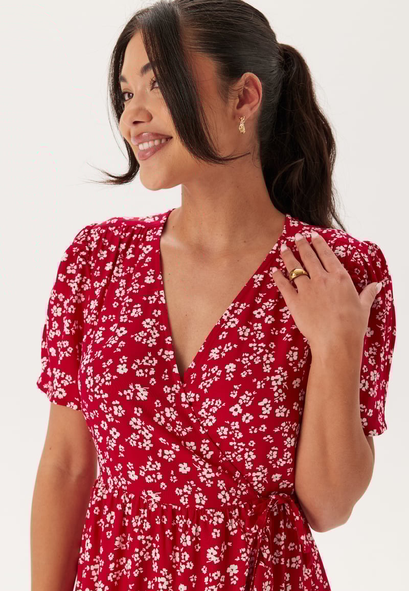 Happy Holly Evie Puff Sleeve Midi Wrap Dress