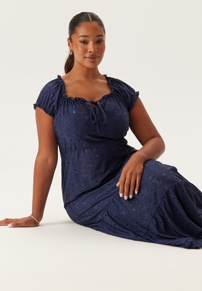 Happy Holly Jersey Broderie Anglaise Maxi Dress