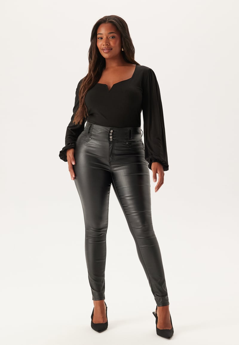 Happy Holly Mid Waist Buttoned Coated Trousers