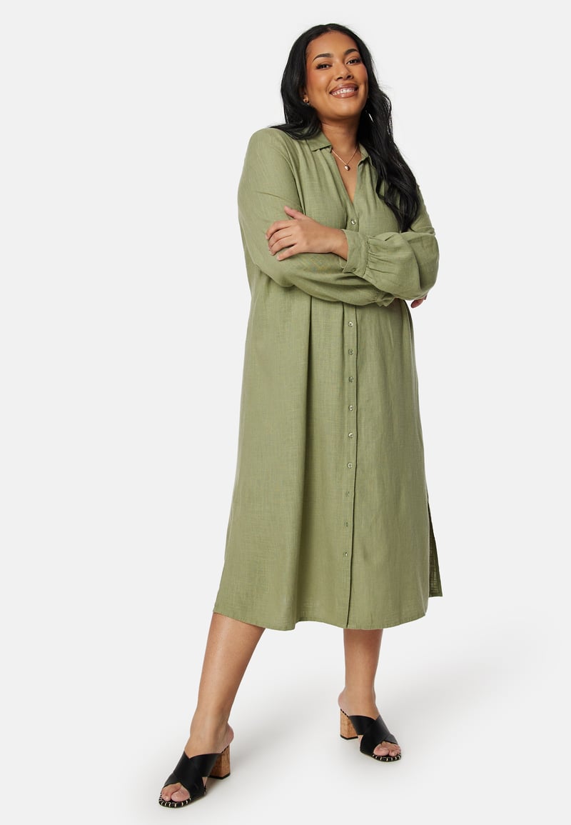 Happy Holly Linen Shirt Dress