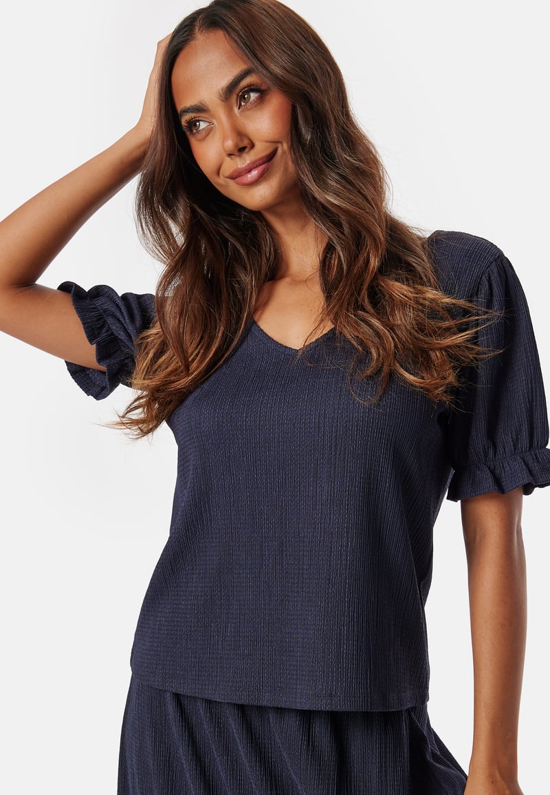 Happy Holly Puff Sleeve V-neck Top