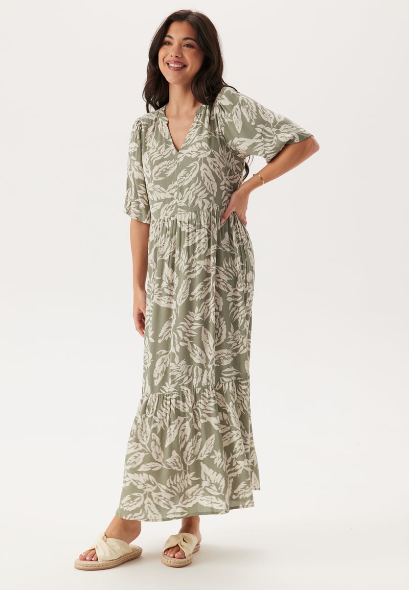 Happy Holly Puff Sleeve Viscose Dress