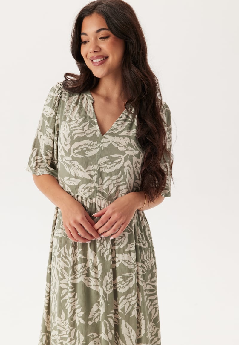Happy Holly Puff Sleeve Viscose Dress
