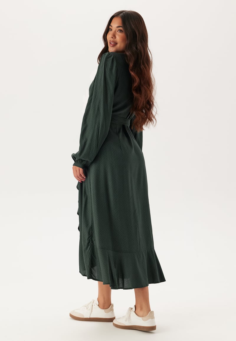 Happy Holly Puff Sleeve Viscose Wrap Dress