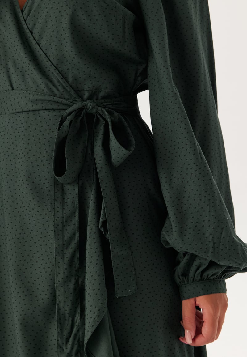 Happy Holly Puff Sleeve Viscose Wrap Dress