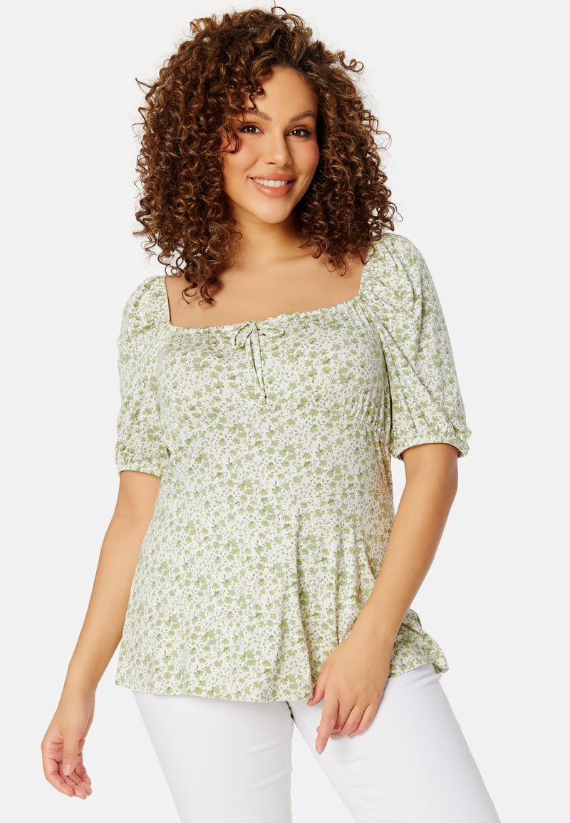Happy Holly Ruched Short Sleeve Tie Top