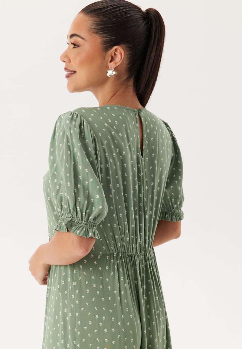 Happy Holly Puff Sleeve Viscose Midi Dress