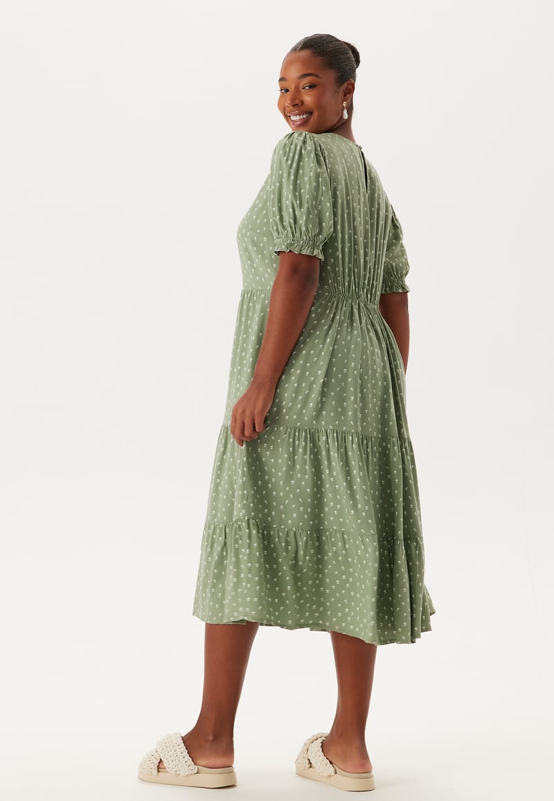 Happy Holly Puff Sleeve Viscose Midi Dress
