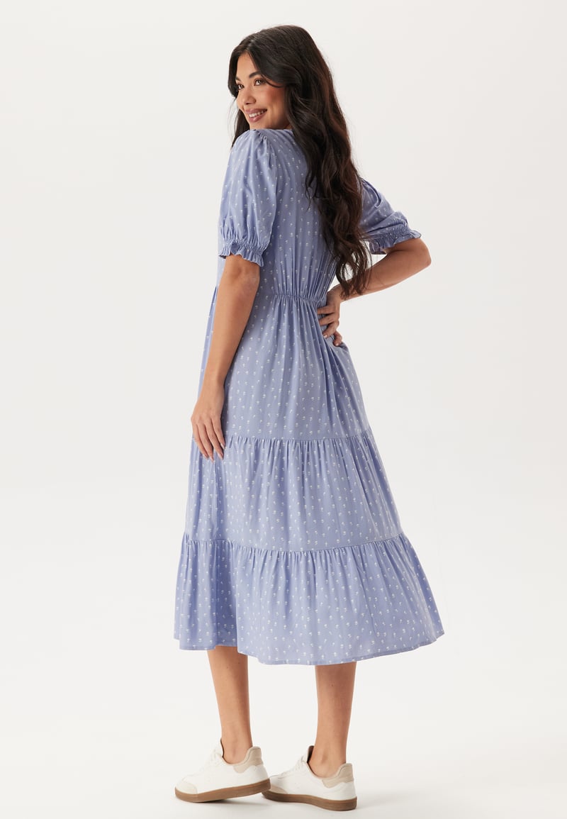 Happy Holly Puff Sleeve Viscose Midi Dress