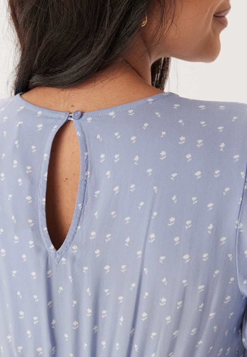 Happy Holly Puff Sleeve Viscose Midi Dress