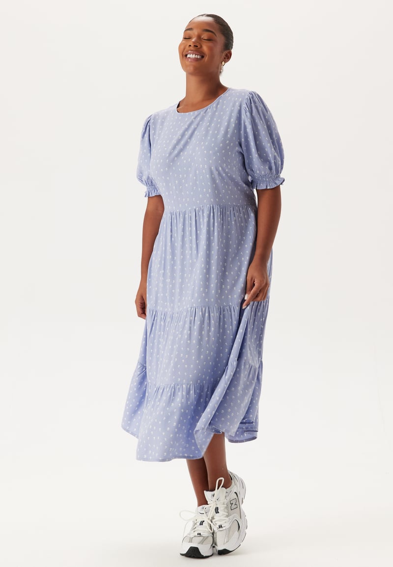 Happy Holly Puff Sleeve Viscose Midi Dress