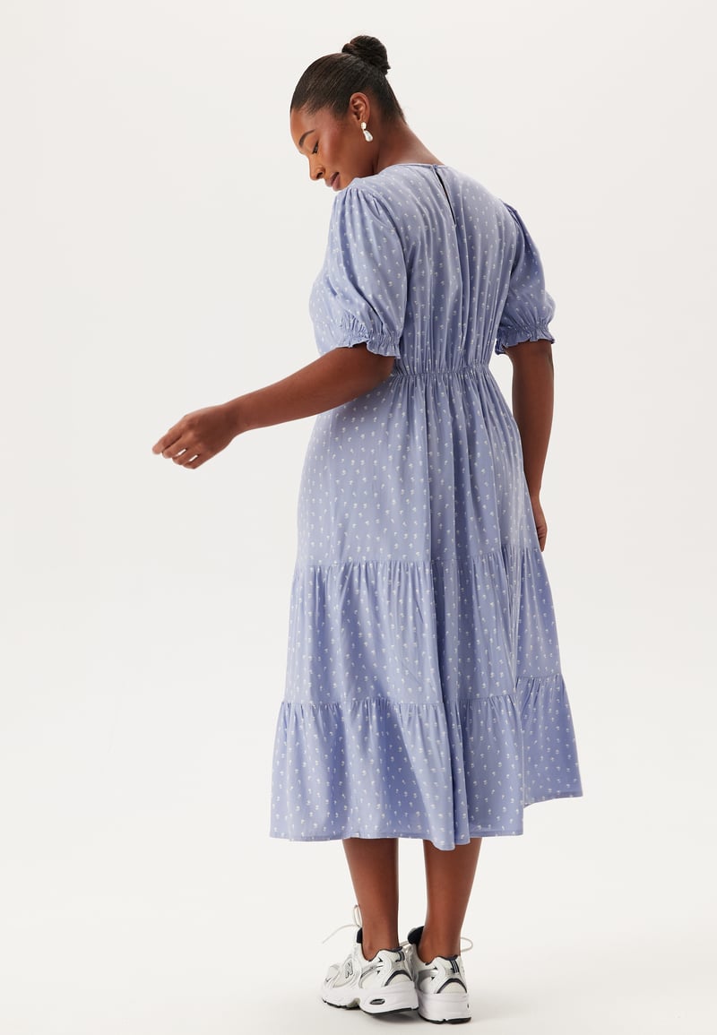 Happy Holly Puff Sleeve Viscose Midi Dress