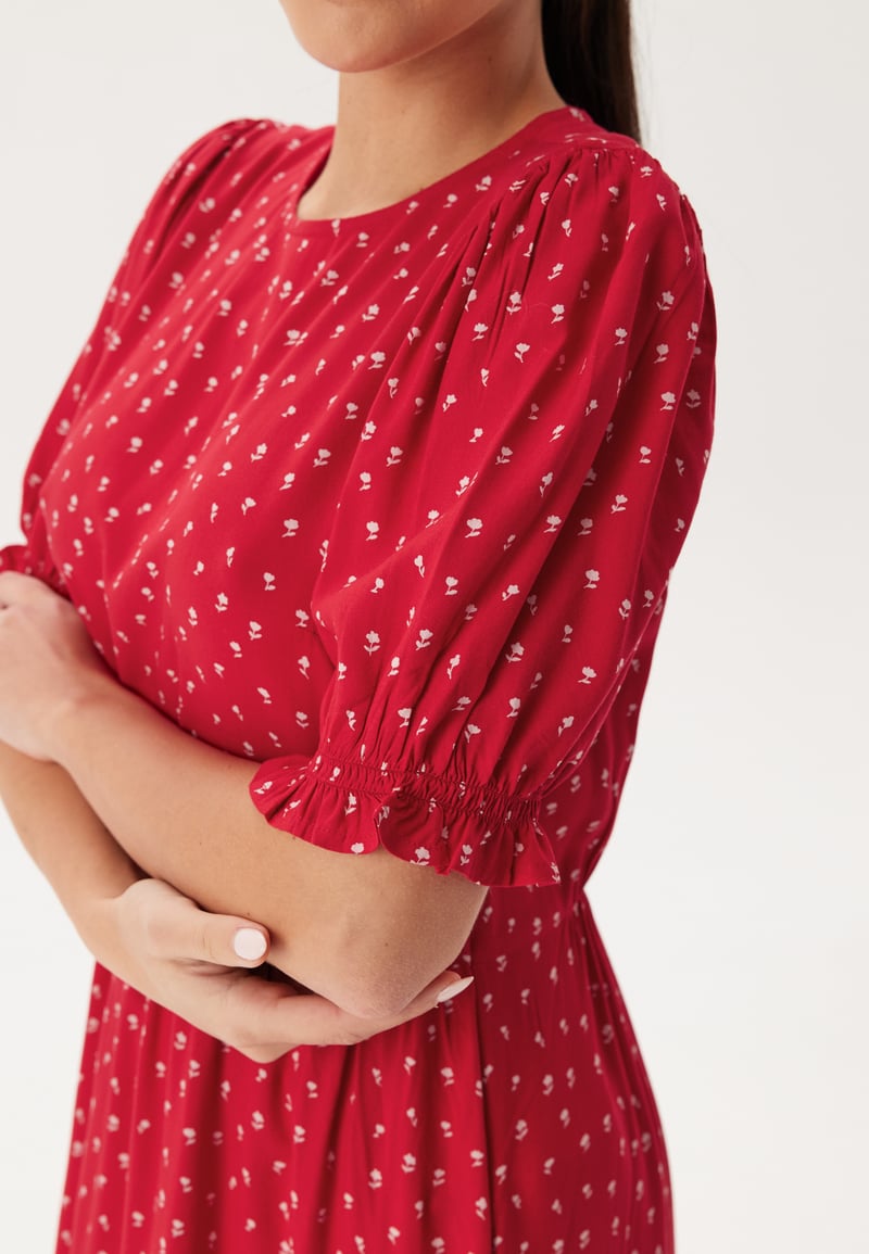 Happy Holly Puff Sleeve Viscose Midi Dress