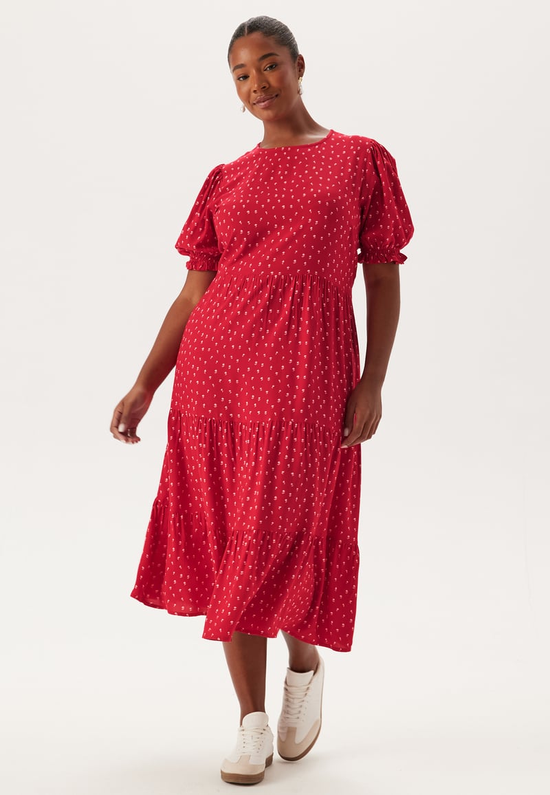 Happy Holly Puff Sleeve Viscose Midi Dress