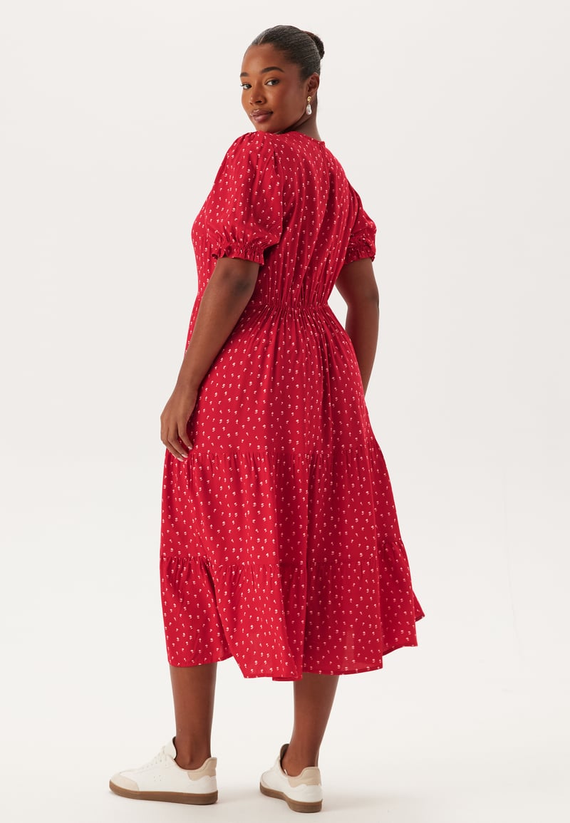 Happy Holly Puff Sleeve Viscose Midi Dress