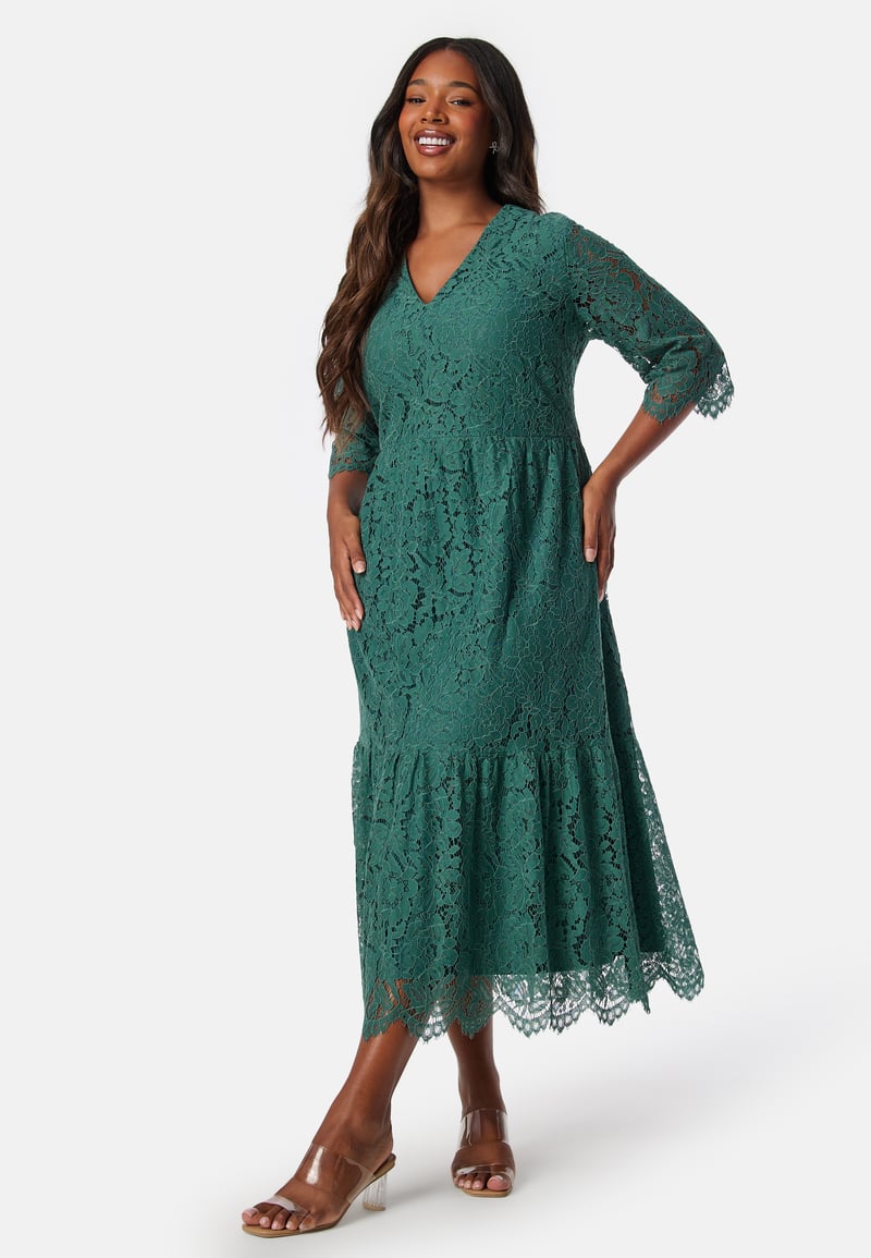 Happy Holly V-neck Lace Midi Dress