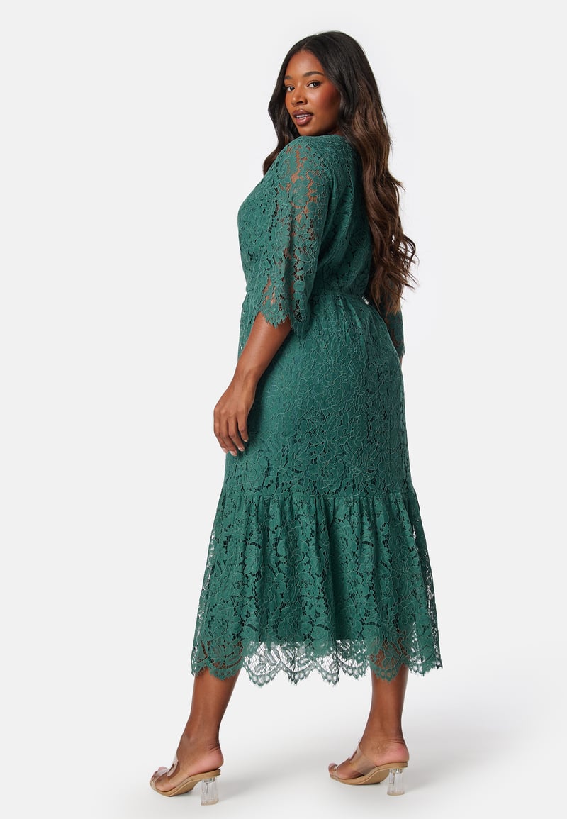 Happy Holly V-neck Lace Midi Dress