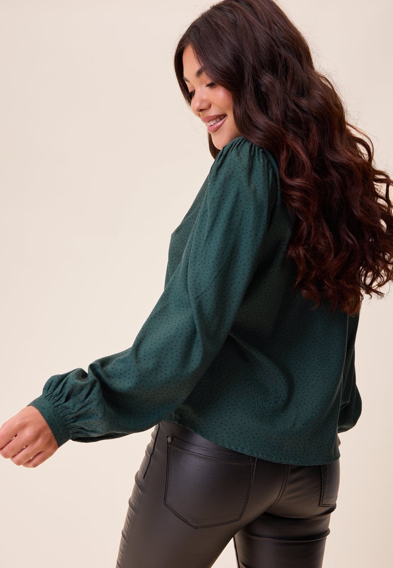 Happy Holly V-neck Puff Sleeve Viscose Blouse