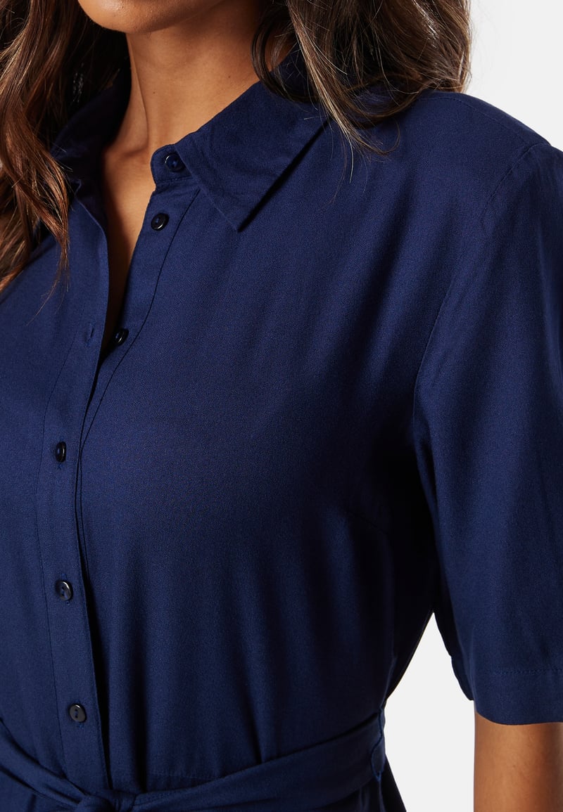 Happy Holly Viscose Belted Shirt Dress
