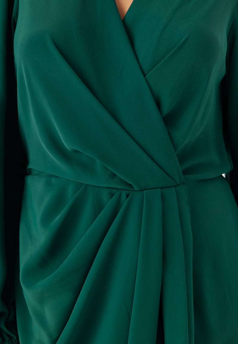 John Zack Balloon Sleeve Wrap Front Maxi Dress