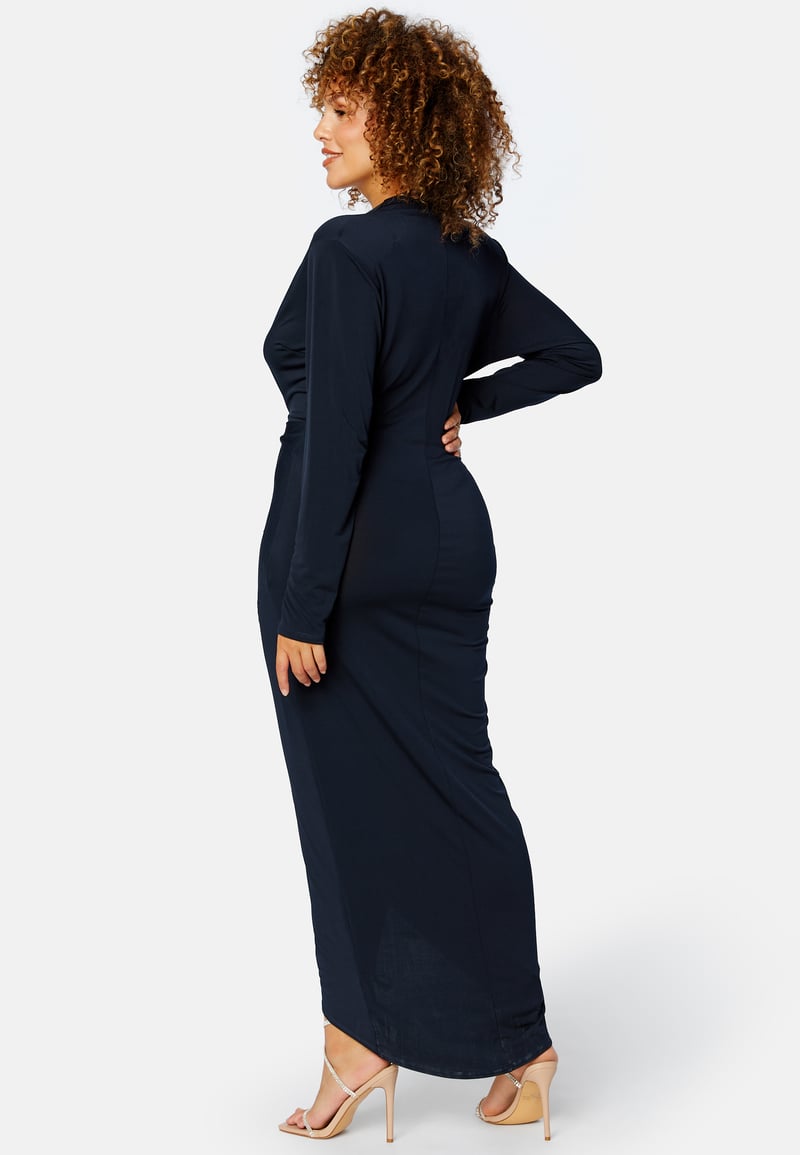 John Zack Curve Long Sleeve Rouch Curve Dress