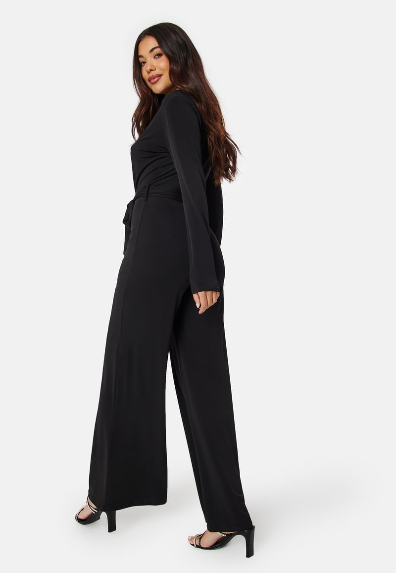 John Zack Deep V Wide Leg Jumpsuit