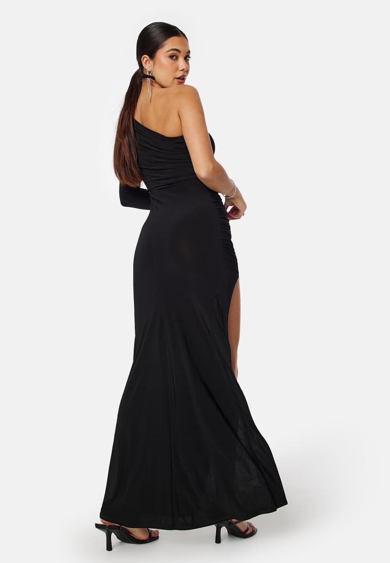 John Zack Long Sleeve One Shoulder Maxi Dress