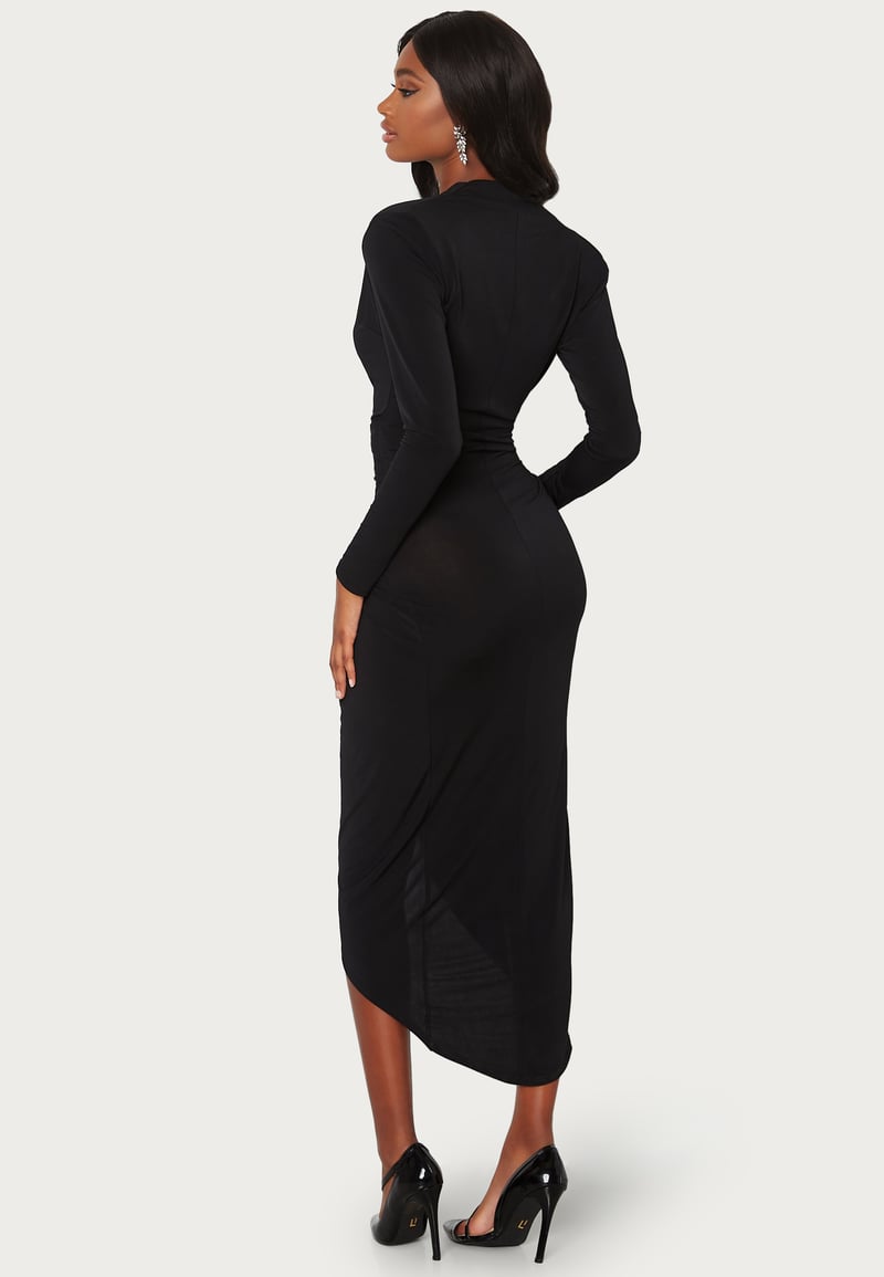 John Zack Long Sleeve Rouch Dress