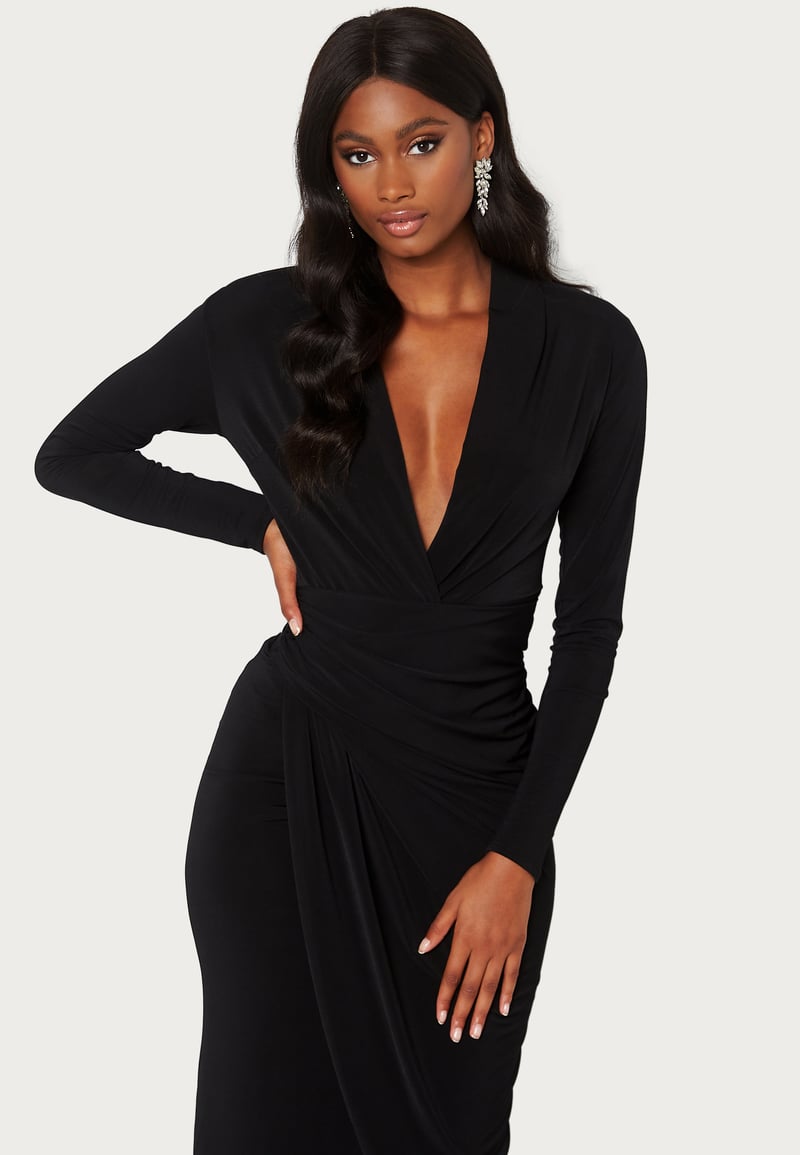 John Zack Long Sleeve Rouch Dress