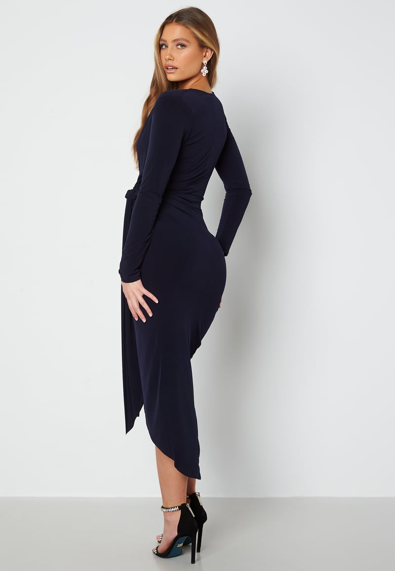 John Zack Long Sleeve Wrap Maxi Dress
