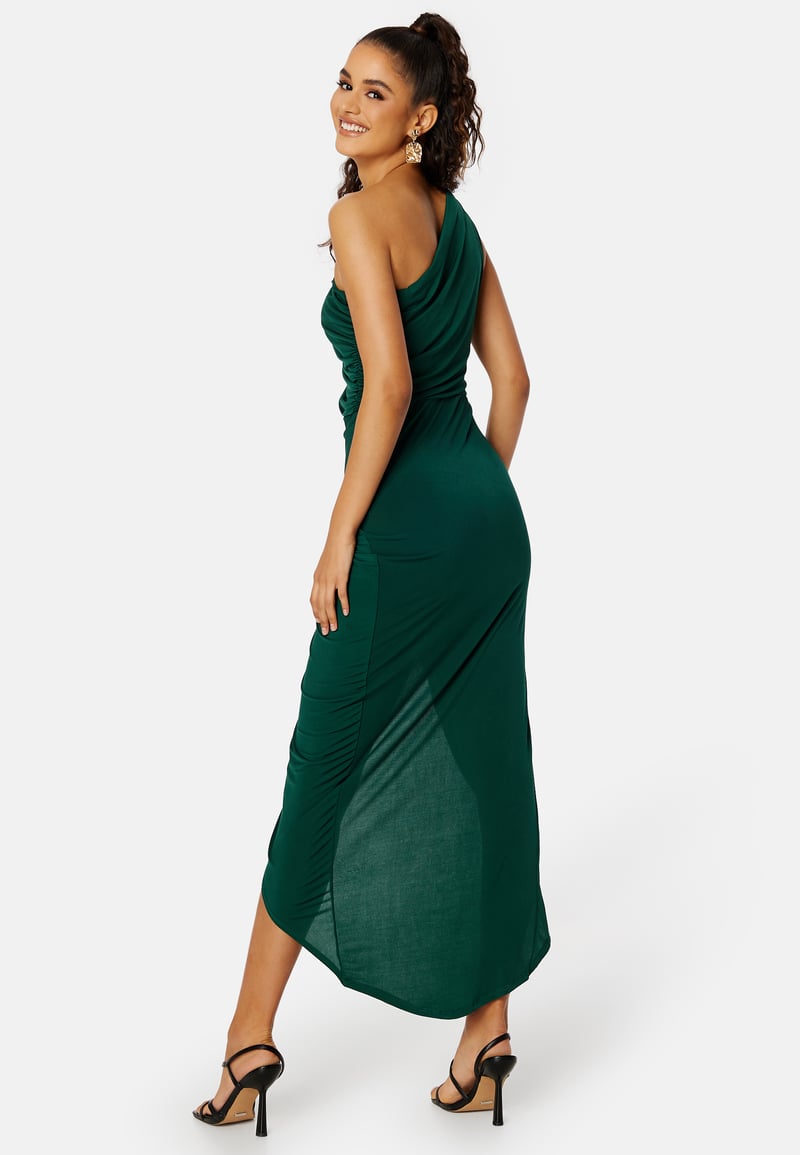 John Zack One Shoulder Rouch Dress
