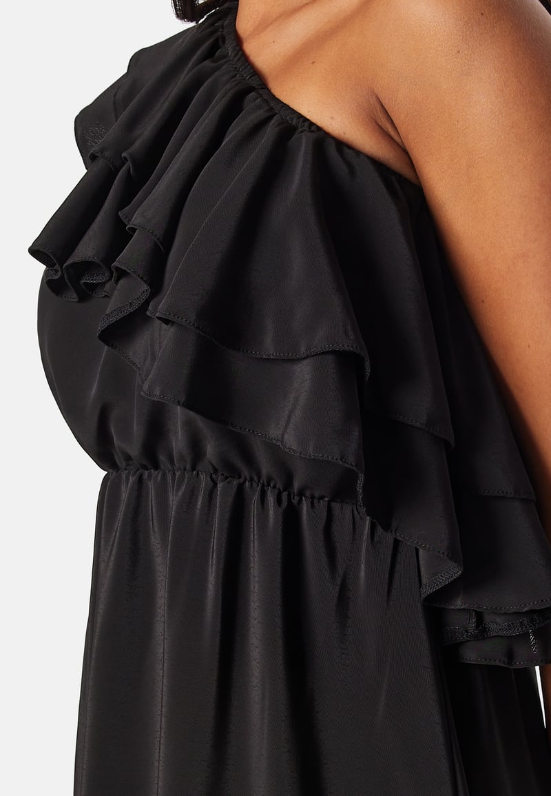 John Zack One Shoulder Ruffle Maxi Dress