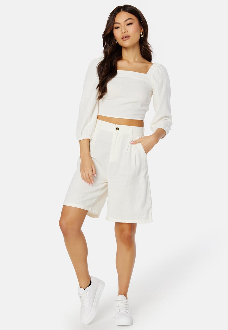ONLY Caro HW Wide Linen Blend Shorts