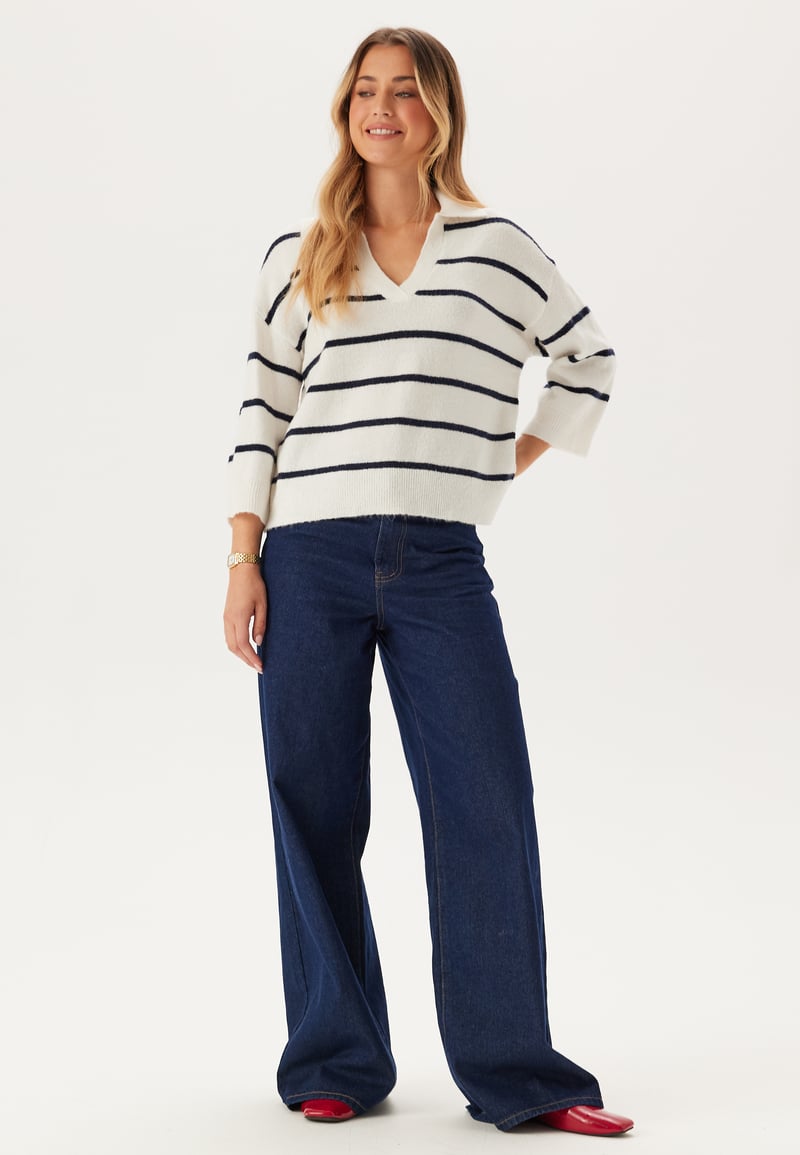 Pieces Pcmikela 3/4 V-NECK POLO KNIT 