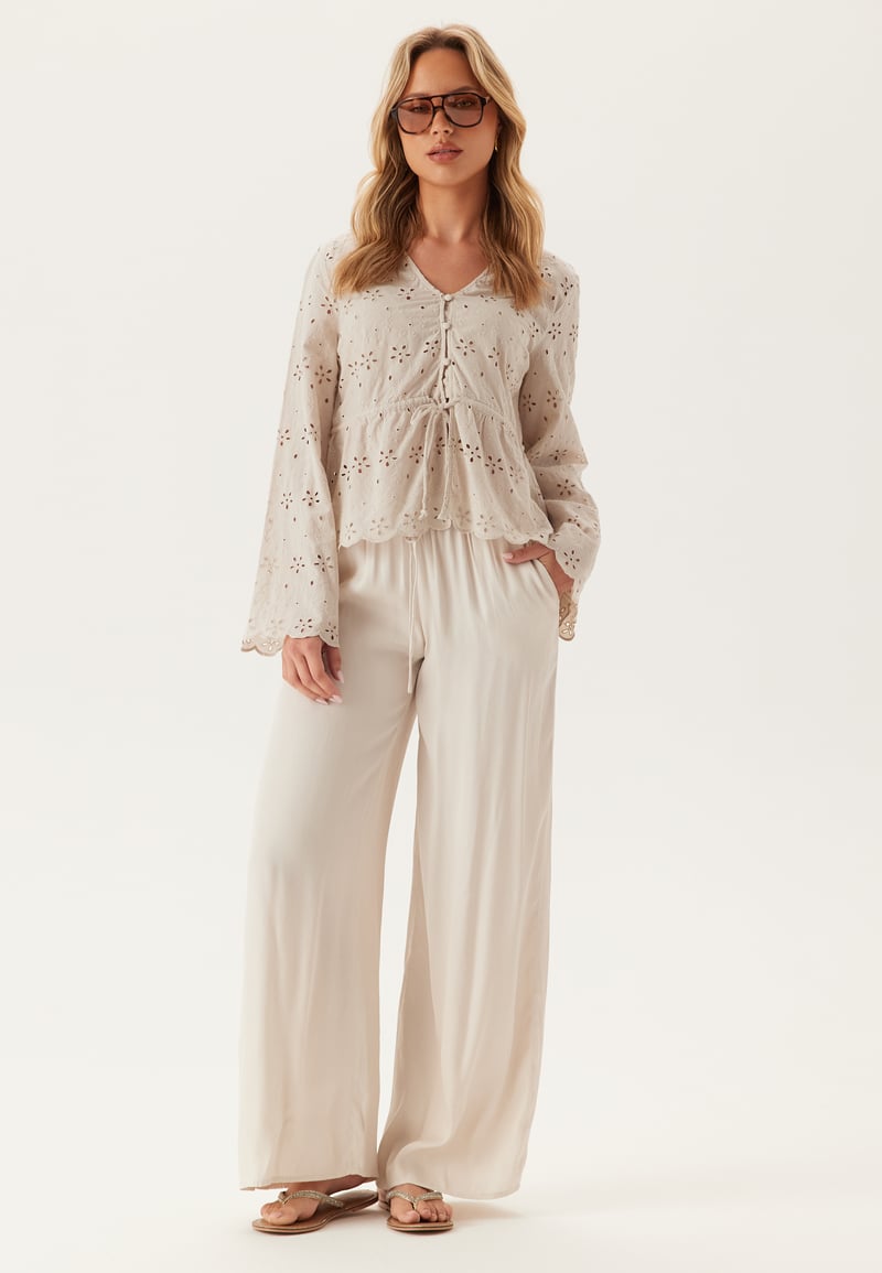 Pieces Pctarmorine Ls Tie Top