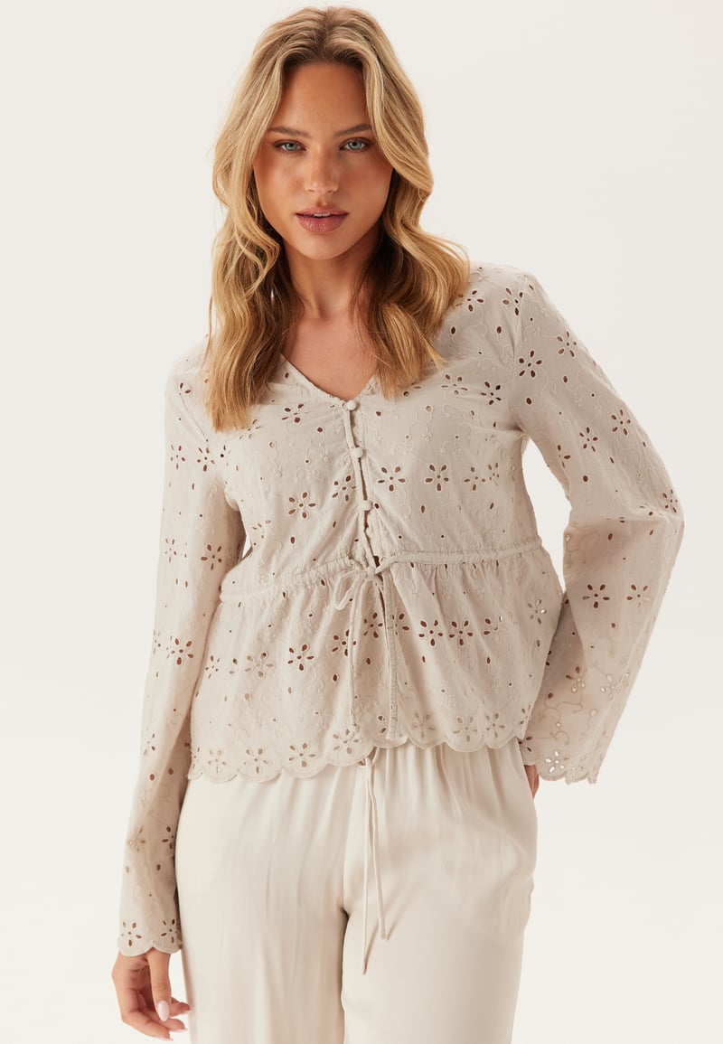 Pieces Pctarmorine Ls Tie Top