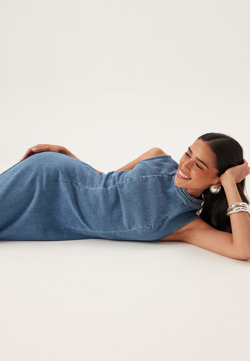 VILA Vinona S/L Midi Denim Dress