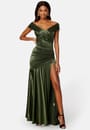 satin-bardot-pleat-maxi-with-split-olive