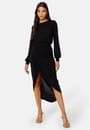 balloon-sleeve-rouch-dress-black