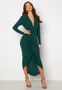 long-sleeve-rouch-dress-forest-green