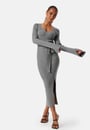 slit-knitted-midi-dress-grey-melange