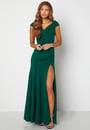 bardot-pleat-maxi-split-dress-emerald
