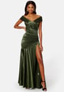 satin-bardot-pleat-maxi-with-split-olive