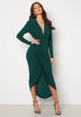 long-sleeve-rouch-dress-forest-green