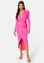 long-sleeve-rouch-dress-hot-pink