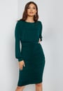 long-sleeve-rouched-midi-dress-forest-green