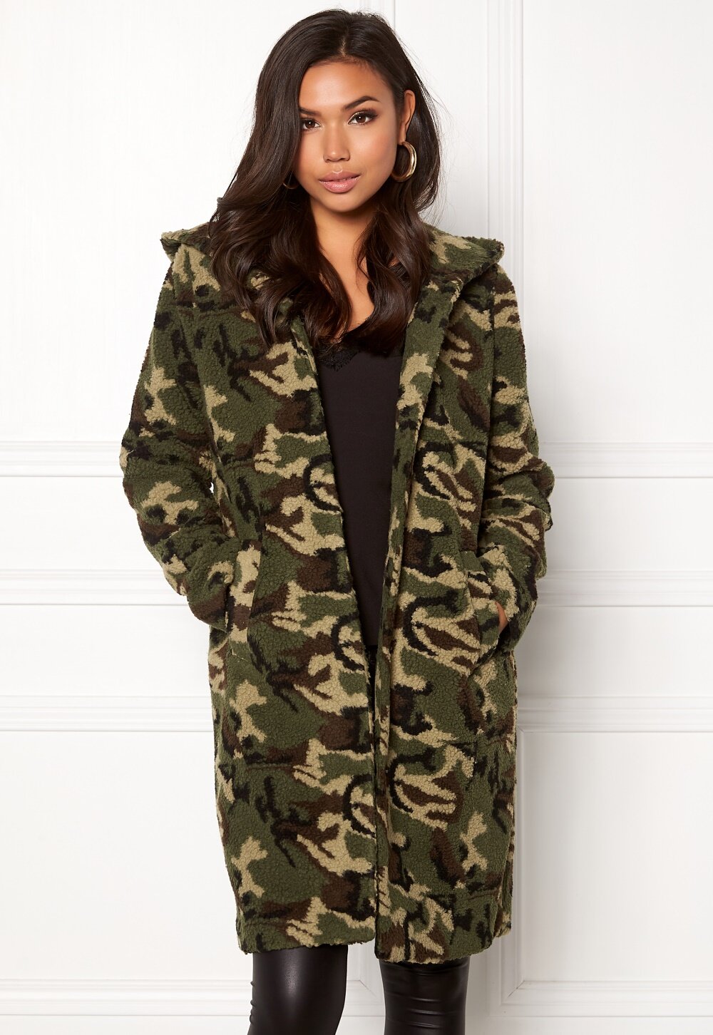 long camo teddy coat