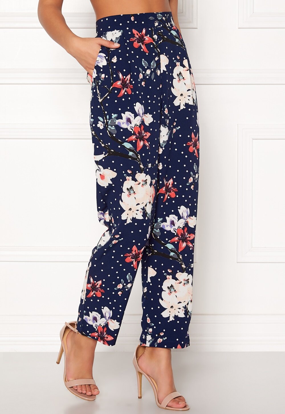BUBBLEROOM Barbara trousers Blue / Floral / Dotted