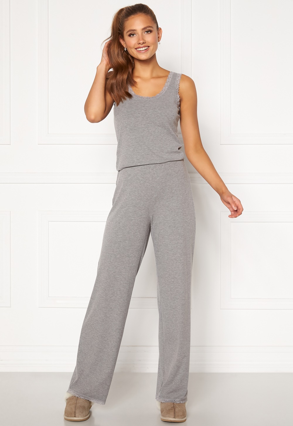 BUBBLEROOM Lou lace pyjama set Grey melange